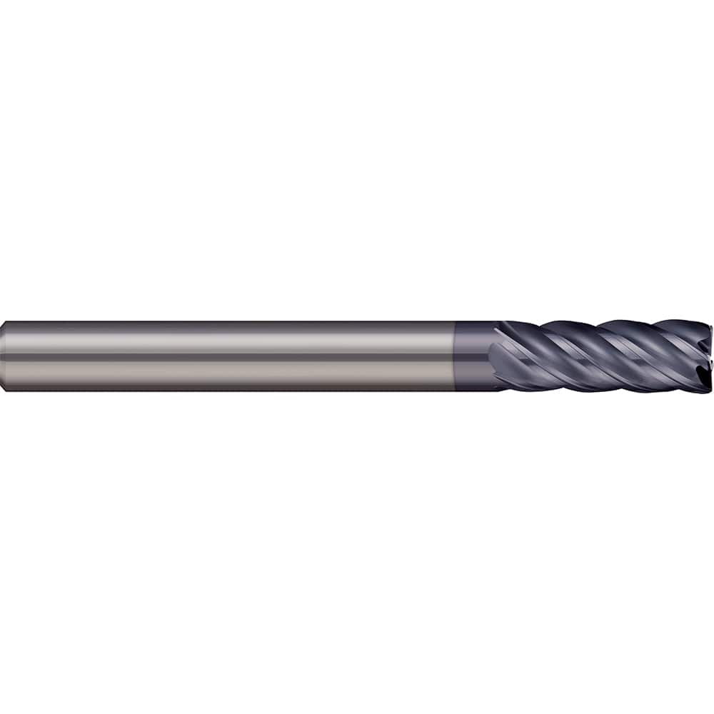 Corner Radius End Mill: 1/2″ Dia, 1″ LOC, 0.09″ Radius, 5 Flutes, Solid Carbide 3″ OAL, 1/2″ Shank Dia, 38 ° Helix, nACRo Coated, Corner Radius End