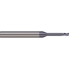 Corner Radius End Mill: 0.1181″ Dia, 0.1181″ LOC, 2 Flutes, Solid Carbide 20 ° Helix, nACRo Coated, Corner Radius End