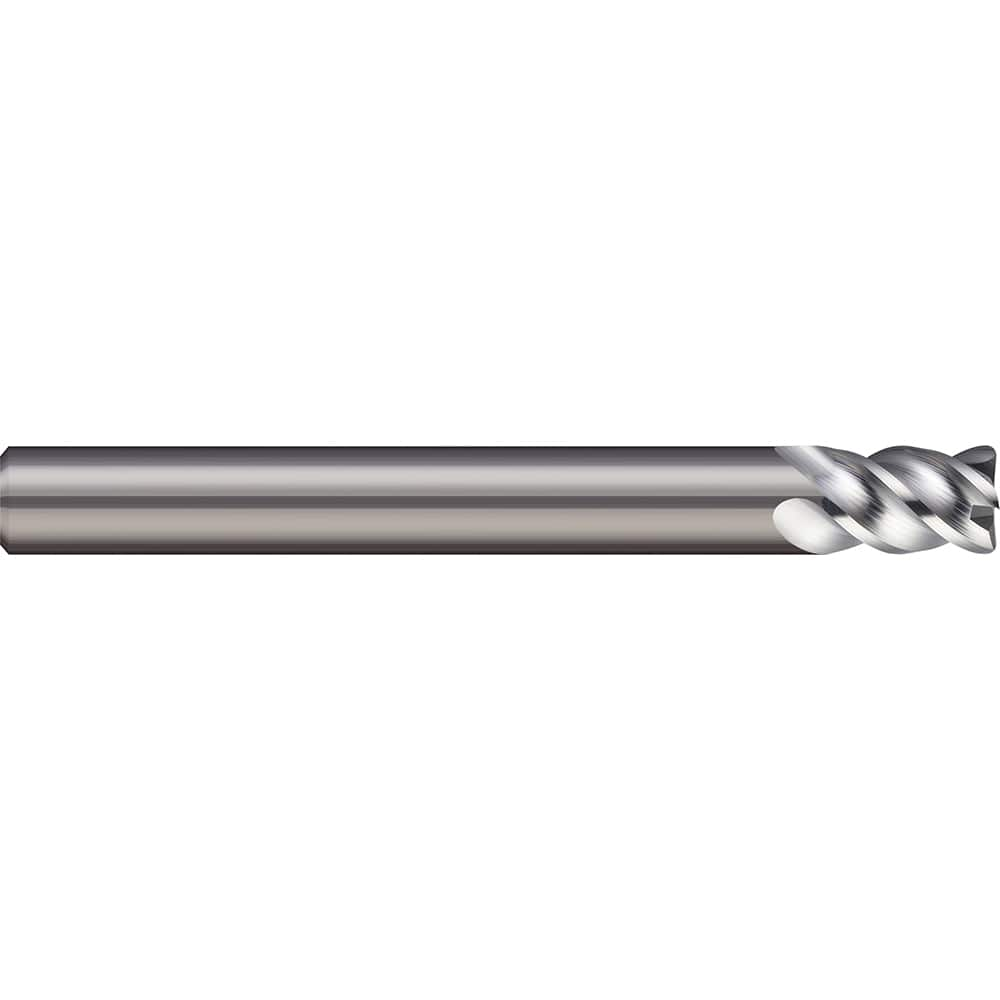 Corner Radius End Mill: 0.3937″ Dia, 0.8661″ LOC, 4 Flutes, Solid Carbide 45 ° Helix, Bright/Uncoated, Corner Radius End