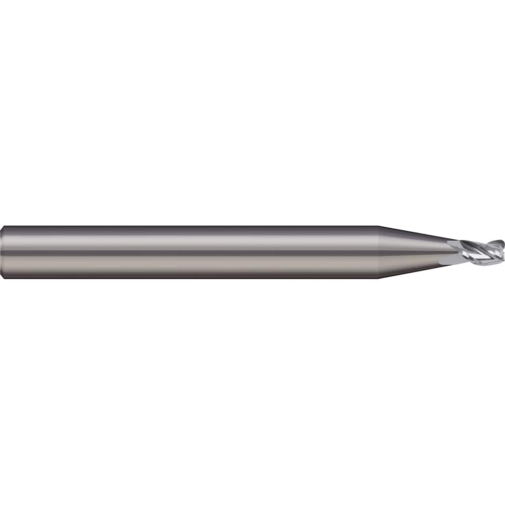 Corner Radius End Mill: 0.1181″ Dia, 0.1181″ LOC, 2 Flutes, Solid Carbide 20 ° Helix, Bright/Uncoated, Corner Radius End