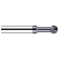 Ball End Mill: 0.125″ Dia, 0.107″ LOC, 4 Flute, Solid Carbide 1-1/2″ OAL, 1/8″ Shank Dia, AlTiN Coated, Single End