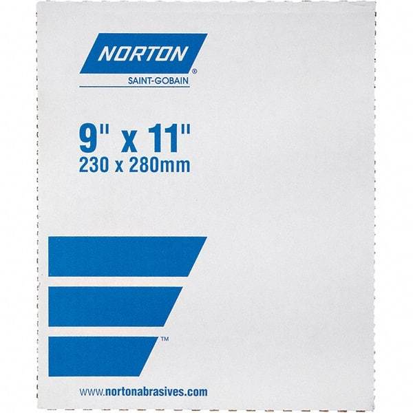 Norton - 240 Grit, Aluminum Oxide Sanding Sheet - 11" Long x 9" Wide, Very Fine Grade, J Weighted Cloth Backing - All Tool & Supply