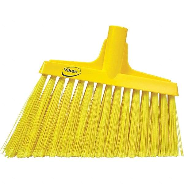 Vikan - 11-1/2" Wide, Yellow Polyester Bristles, Angled Broom - Flagged, Water Resistant - All Tool & Supply