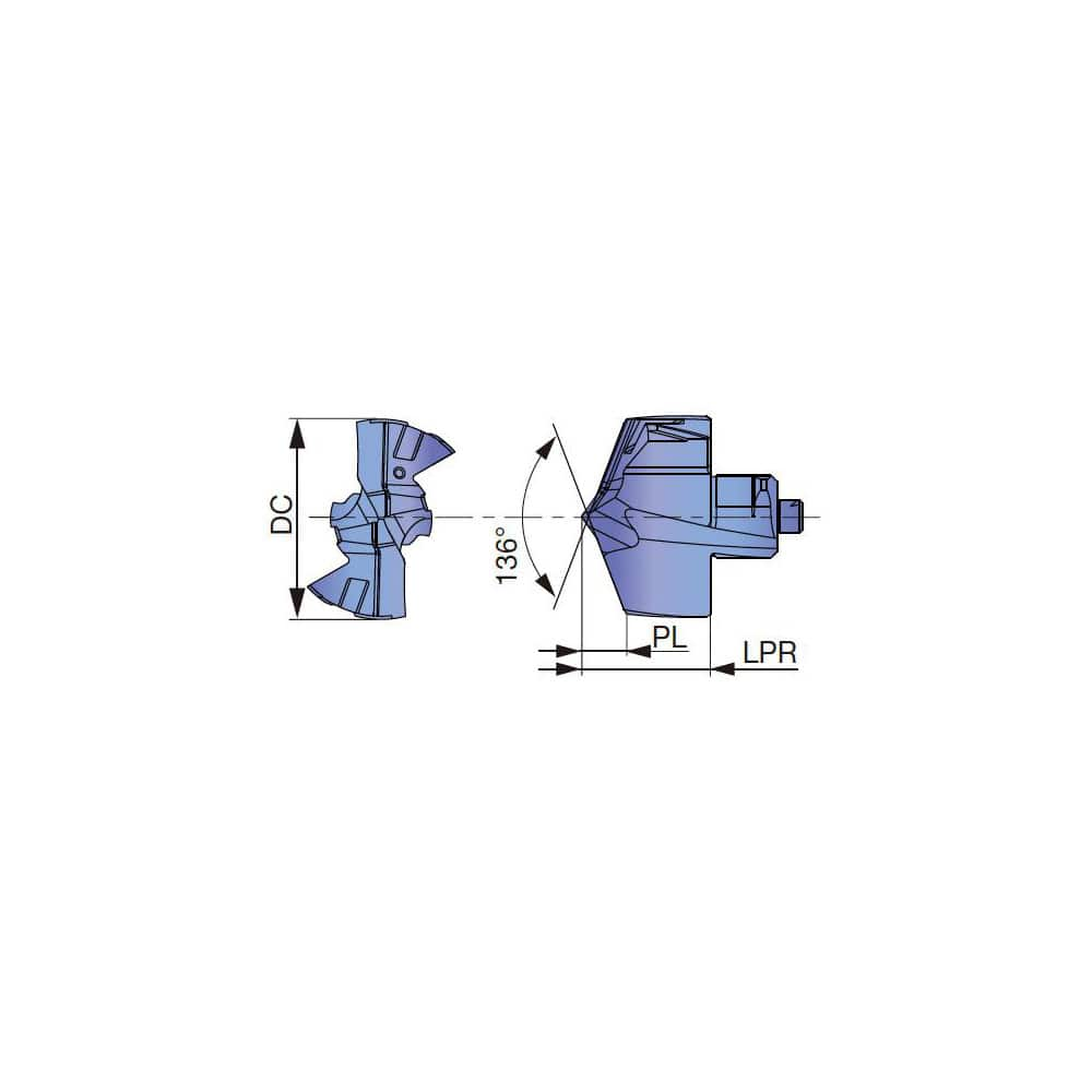 Replaceable Drill Tip:  DMC168 AH9130,  136 &deg N/A TiAlN Finish,  No