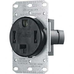 Hubbell Wiring Device-Kellems - 125/250 VAC 30A NEMA 14-30R Residential Grade Black Straight Blade Single Receptacle - All Tool & Supply