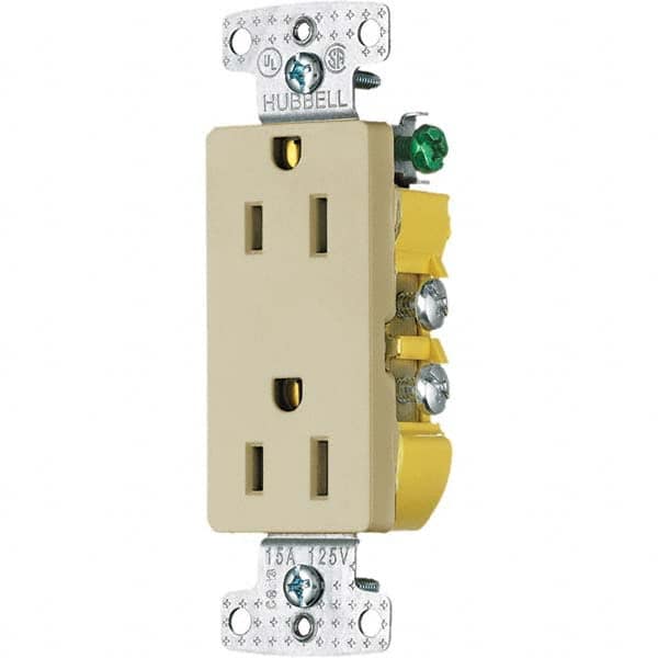 Hubbell Wiring Device-Kellems - 125V 15A NEMA 5-15R Residential Grade Ivory Straight Blade Duplex Receptacle - All Tool & Supply