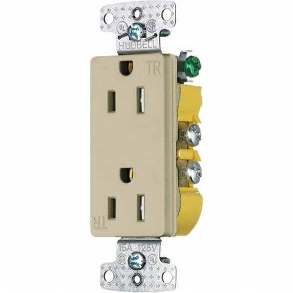 Hubbell Wiring Device-Kellems - 125V 15A NEMA 5-15R Residential Grade Ivory Straight Blade Duplex Receptacle - All Tool & Supply