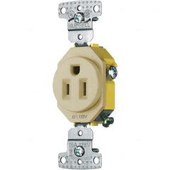 Hubbell Wiring Device-Kellems - 125V 15A NEMA 5-15R Residential Grade Ivory Straight Blade Single Receptacle - All Tool & Supply