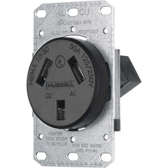 Hubbell Wiring Device-Kellems - 125/250 VAC 50A NEMA 10-50R Residential Grade Black Straight Blade Single Receptacle - All Tool & Supply