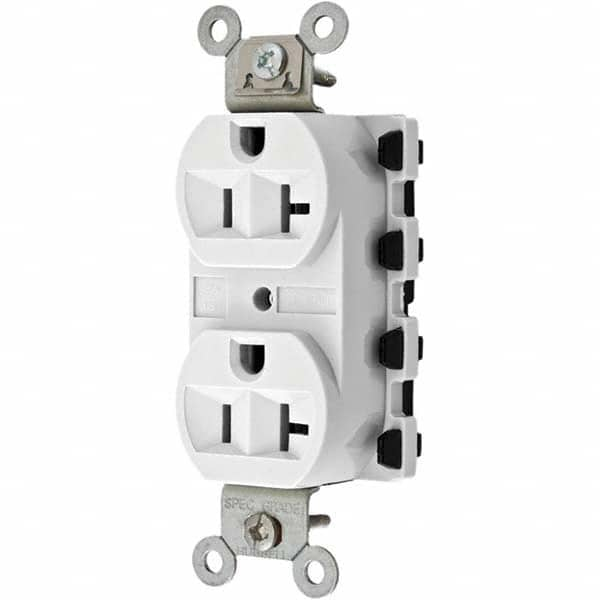 Hubbell Wiring Device-Kellems - 125V 20A NEMA 5-20R Specification Grade White Straight Blade Duplex Receptacle - All Tool & Supply