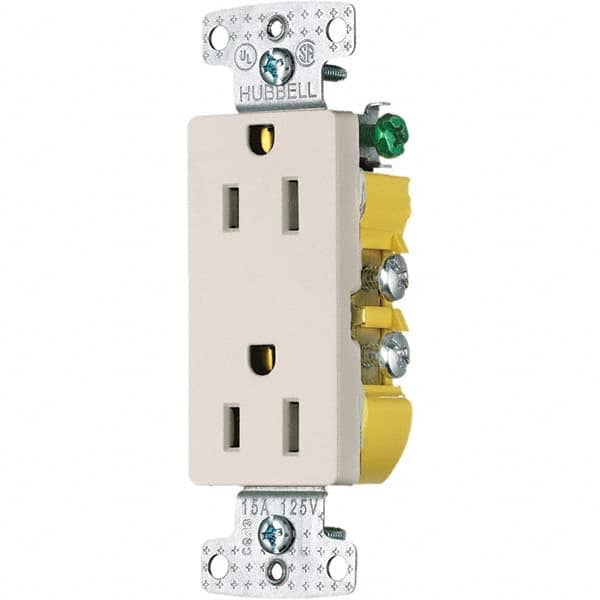 Hubbell Wiring Device-Kellems - 125V 15A NEMA 5-15R Residential Grade Light Almond Straight Blade Duplex Receptacle - All Tool & Supply