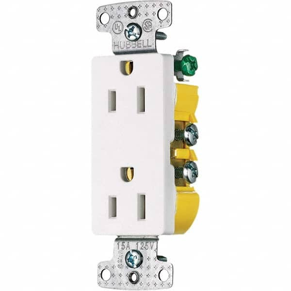 Hubbell Wiring Device-Kellems - 125V 15A NEMA 5-15R Residential Grade White Straight Blade Duplex Receptacle - All Tool & Supply