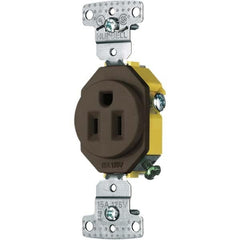 Hubbell Wiring Device-Kellems - 125V 15A NEMA 5-15R Residential Grade Brown Straight Blade Single Receptacle - All Tool & Supply