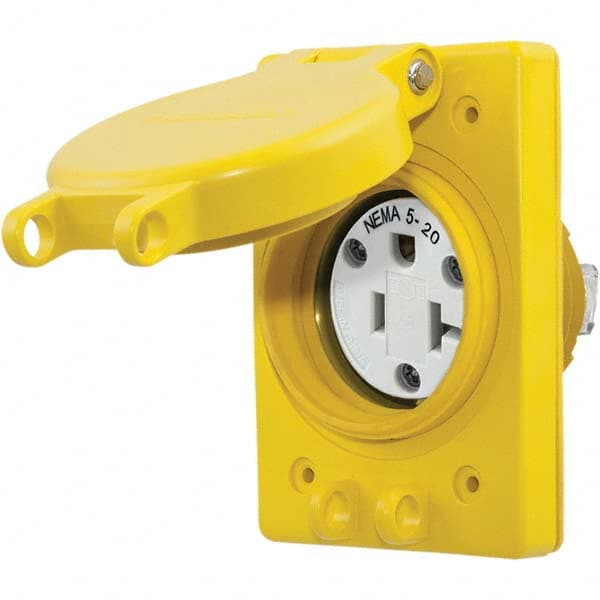 Hubbell Wiring Device-Kellems - 125V 20A NEMA 5-20R Industrial Grade Yellow Straight Blade Single Receptacle - All Tool & Supply