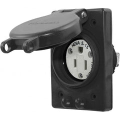 Hubbell Wiring Device-Kellems - 125V 15A NEMA 5-15R Industrial Grade Black Straight Blade Single Receptacle - All Tool & Supply