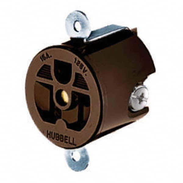 Hubbell Wiring Device-Kellems - 125V 15A NEMA 5-15R Industrial Grade Brown Straight Blade Single Receptacle - All Tool & Supply