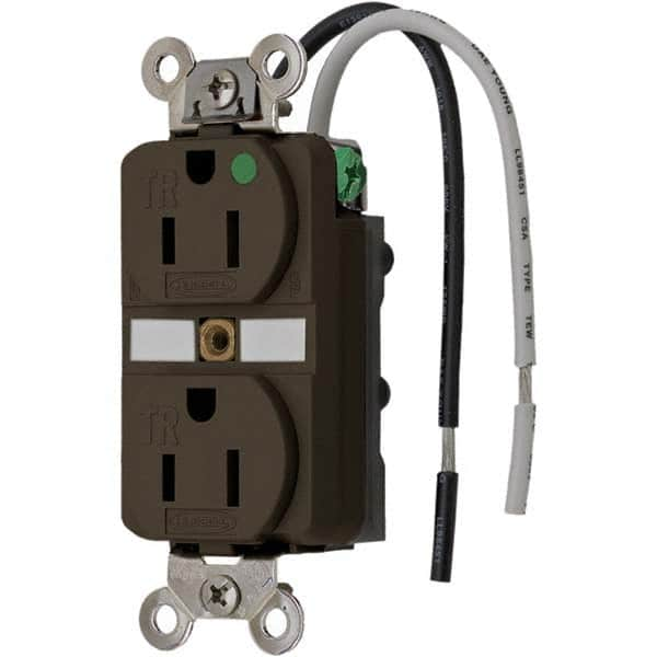 Hubbell Wiring Device-Kellems - 125V 15A NEMA 5-15R Hospital Grade Brown Straight Blade Duplex Receptacle - All Tool & Supply