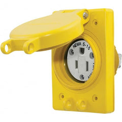 Hubbell Wiring Device-Kellems - 125V 15A NEMA 5-15R Industrial Grade Yellow Straight Blade Single Receptacle - All Tool & Supply