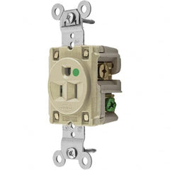 Hubbell Wiring Device-Kellems - 125V 15A NEMA 5-15R Hospital Grade Ivory Straight Blade Single Receptacle - All Tool & Supply