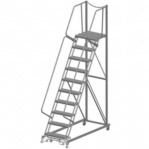 Steel Rolling Ladder: 9 Step Perforated Tread