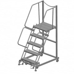 Steel Rolling Ladder: 5 Step Expanded Tread