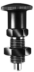 KIPP - 1/2-13, 17mm Thread Length, 6mm Plunger Diam, Lockout Knob Handle Indexing Plunger - Plunger Style B, 20mm Body Length, 56mm OAL, Steel - All Tool & Supply