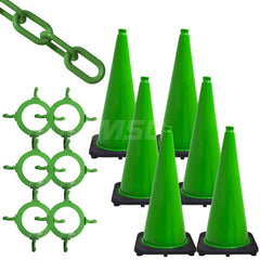 Barrier Rope & Chain; Type: Traffic Cone & Chain Kit; Material: Plastic; Color: Green; Rope/Chain Material: Plastic; Hook Fitting Material: None; Snap End Material: None; Color: Safety Green; Length (Feet): 50.00; 50.000; Overall Length: 50.00; Includes: