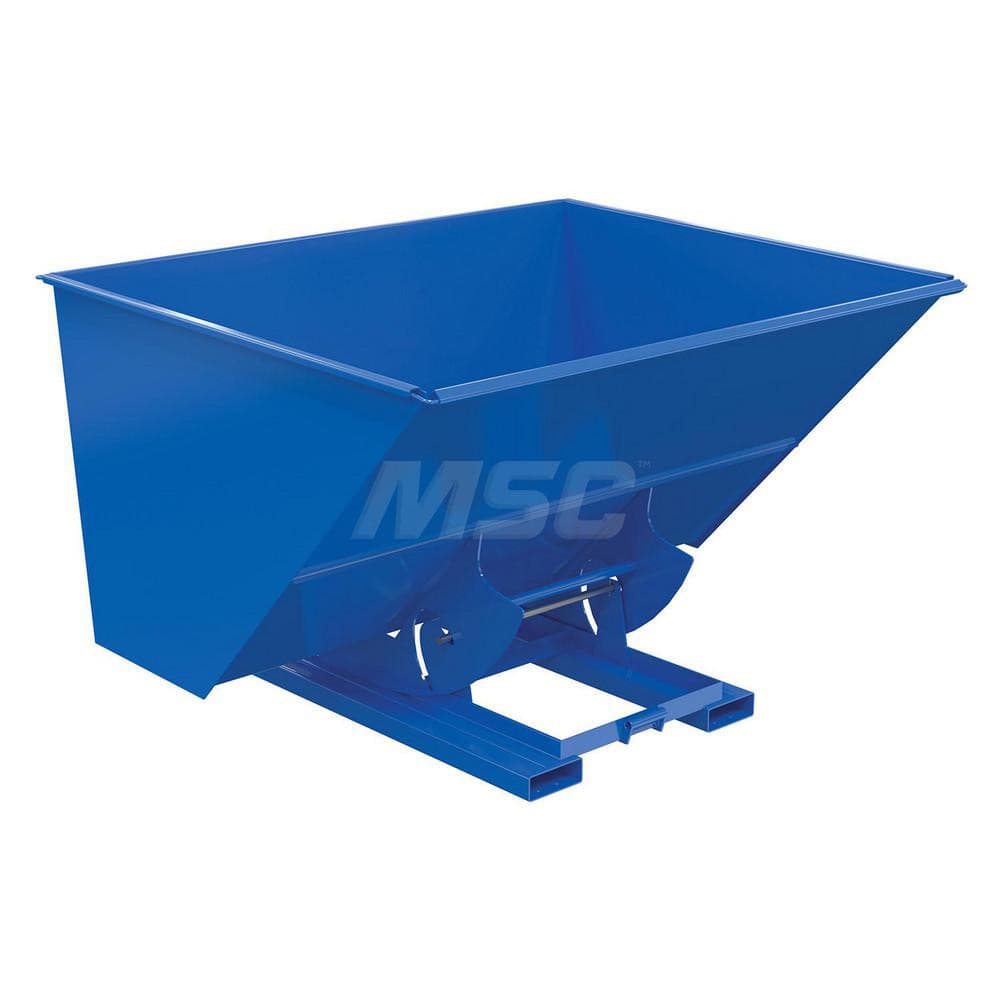 Stationary Tilt Hopper: 6,000 lb Capacity, 82″ Wide, 69″ Long, 51″ High Blue, Powder Coated Steel, Hand Control