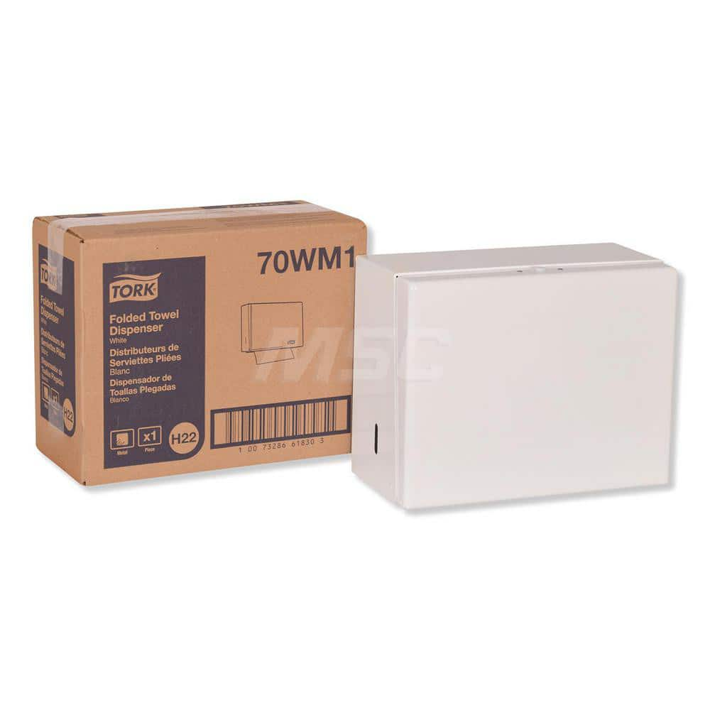 Paper Towel Dispensers; Type: Towel; Towel Compatibility: Single Fold; Activation Method: Manual; Material: Metal; Mount Type: Wall; Color: White; Height (Inch): 9.25 in; For Use With: Tork ™ H22 Singlefold Hand Towels - SB1840A, SB1842, 221845, SK1850A,