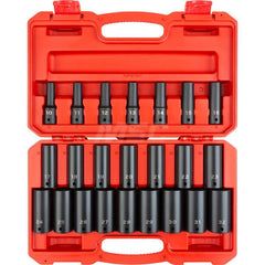 Socket Set: 1/2″ Drive 10 to 32 mm Socket, 6 Point