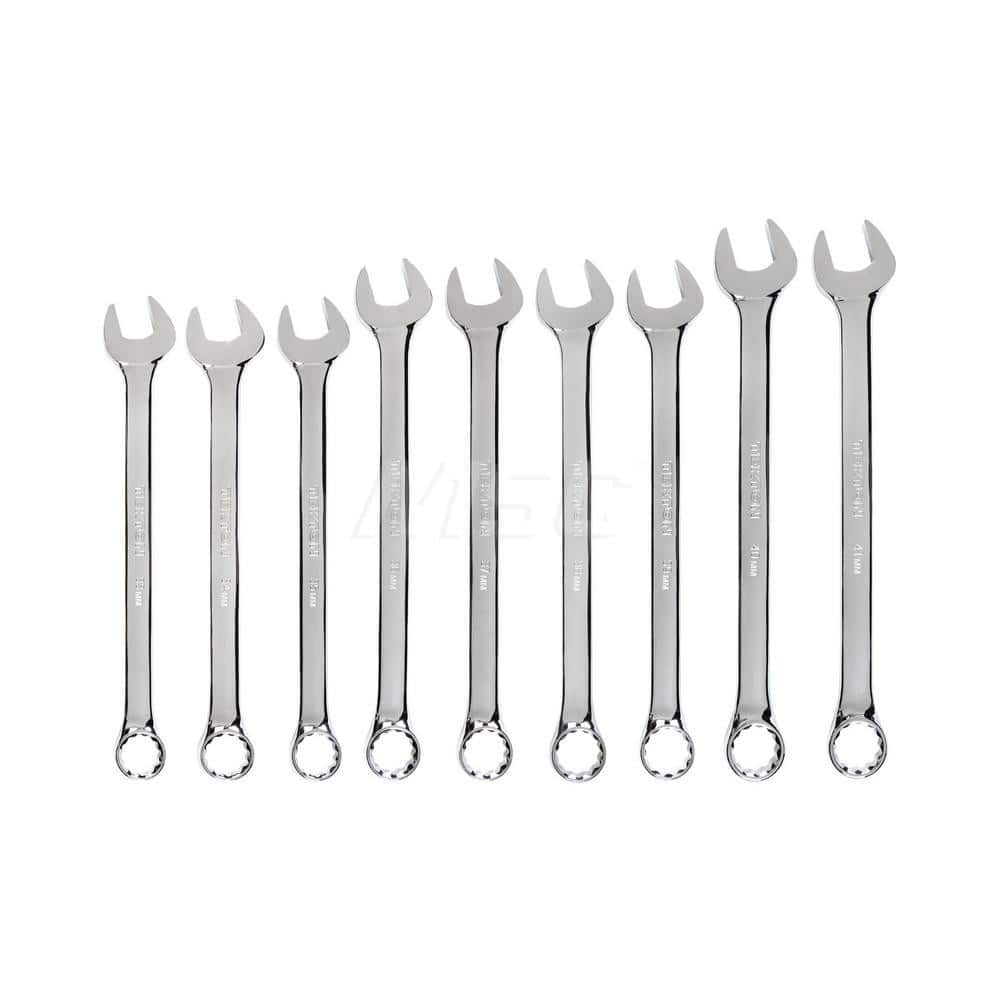 Wrench Set: 9 Pc, Metric Chrome-Plated