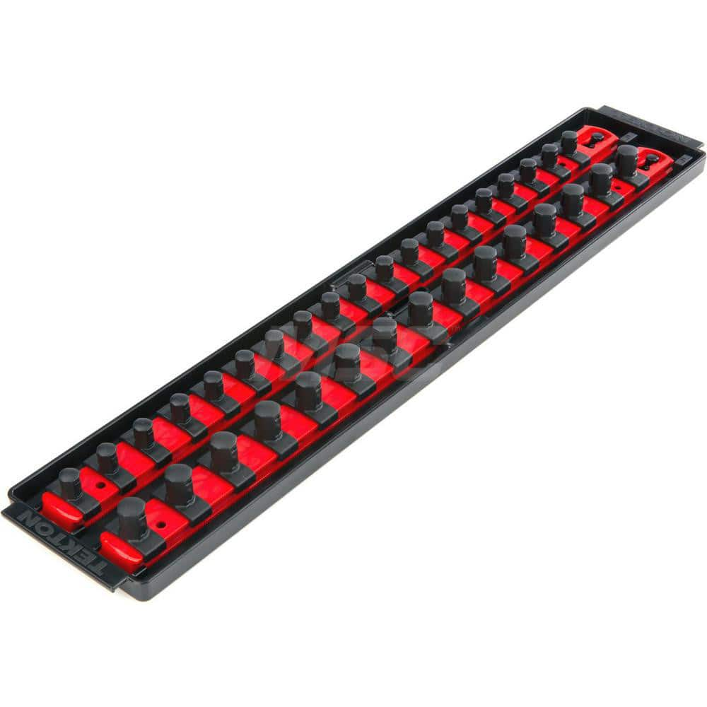 3/8, 1/2 Inch Drive Socket Rails & 18 Inch Tray (Red)