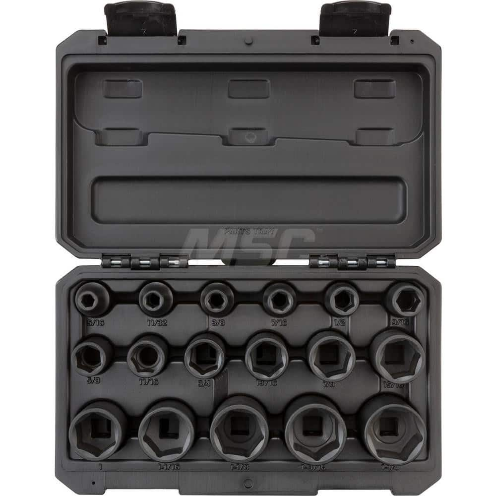 Socket Set: 1/2″ Drive 5/16 to 1-1/4″ Socket, 6 Point