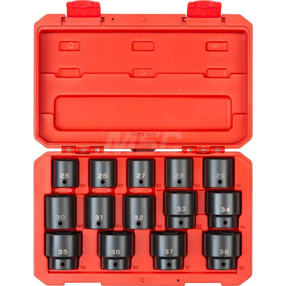 Socket Set: 1/2″ Drive 25 to 38 mm Socket, 6 Point