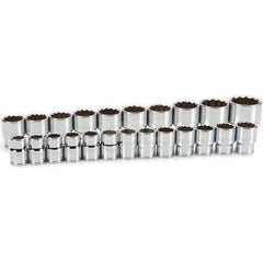 Socket Set: 3/4″ Drive 19 to 50 mm Socket, 12 Point