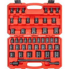 Socket Set: 1/2″ Drive 8 to 32 mm Socket, 6 Point