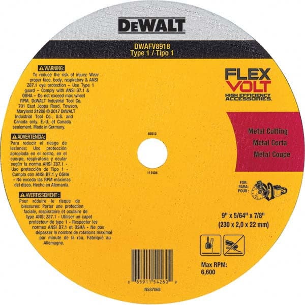 DeWALT - 9 x 5/64, 7/8" Hole 36 Grit Ceramic Cutoff Wheel - All Tool & Supply