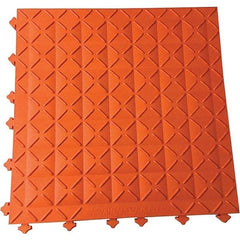 Ergo Advantage - 18" Long x 18" Wide x 1" Thick, Anti-Fatigue Modular Matting Anti-Fatigue Flooring - 2 Interlocking Sides, Orange, For Dry Areas - All Tool & Supply