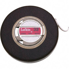 Lufkin - 33' x 3/8" Yellow Steel Blade Tape Measure - 1/8" Graduation, Inch Graduation Style, Brown Vinyl Clad Steel Case - All Tool & Supply