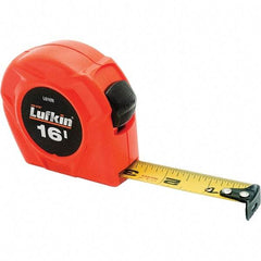 Lufkin - 16' x 3/4" Yellow Steel Blade Tape Measure - 1/100' Graduation, Inch & Foot Graduation Style, Orange ABS Plastic Case - All Tool & Supply