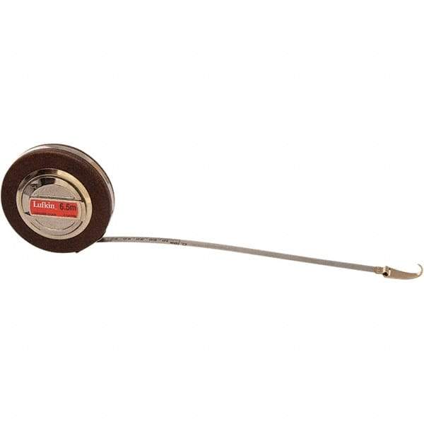 Lufkin - 20' x 10mm Silver Steel Blade Tape Measure - 1" Graduation, Decimal/Metric Graduation Style, Brown Vinyl Clad Steel Case - All Tool & Supply