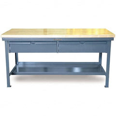 Strong Hold - Stationary Work Benches, Tables Type: Work Table with Drawer Top Material: 7 Gauge Steel - All Tool & Supply