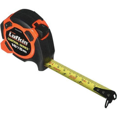 Lufkin - 16' x 3/4" Yellow Steel Blade Tape Measure - 1/8" Graduation, Inch/Metric Graduation Style, Orange/Black ABS Plastic Case - All Tool & Supply