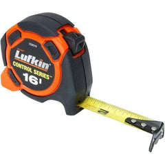 Lufkin - 16' x 3/4" Yellow Steel Blade Tape Measure - 1/8" Graduation, Inch Graduation Style, Orange/Black ABS Plastic Case - All Tool & Supply