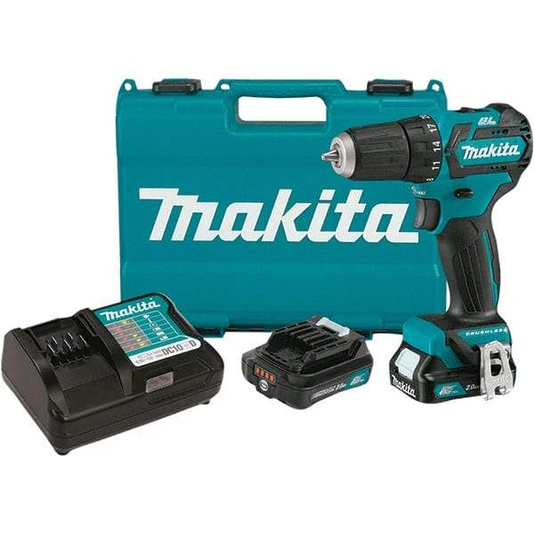 Makita - 12 Volt 3/8" Chuck Pistol Grip Handle Cordless Drill - 0-1500 RPM, Keyless Chuck, Reversible, 2 Lithium-Ion Batteries Included - All Tool & Supply