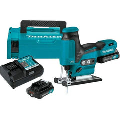 Makita - 12 Volt, 3,000 SPM, 7/8" Stroke Length, Lithium-Ion Cordless Jigsaw - 90° Cutting Angle, Series 12V MAX Battery Included - All Tool & Supply