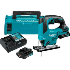 Makita - 12 Volt, 3,000 SPM, 7/8" Stroke Length, Lithium-Ion Cordless Jigsaw - 90° Cutting Angle, Series 12V MAX Battery Included - All Tool & Supply