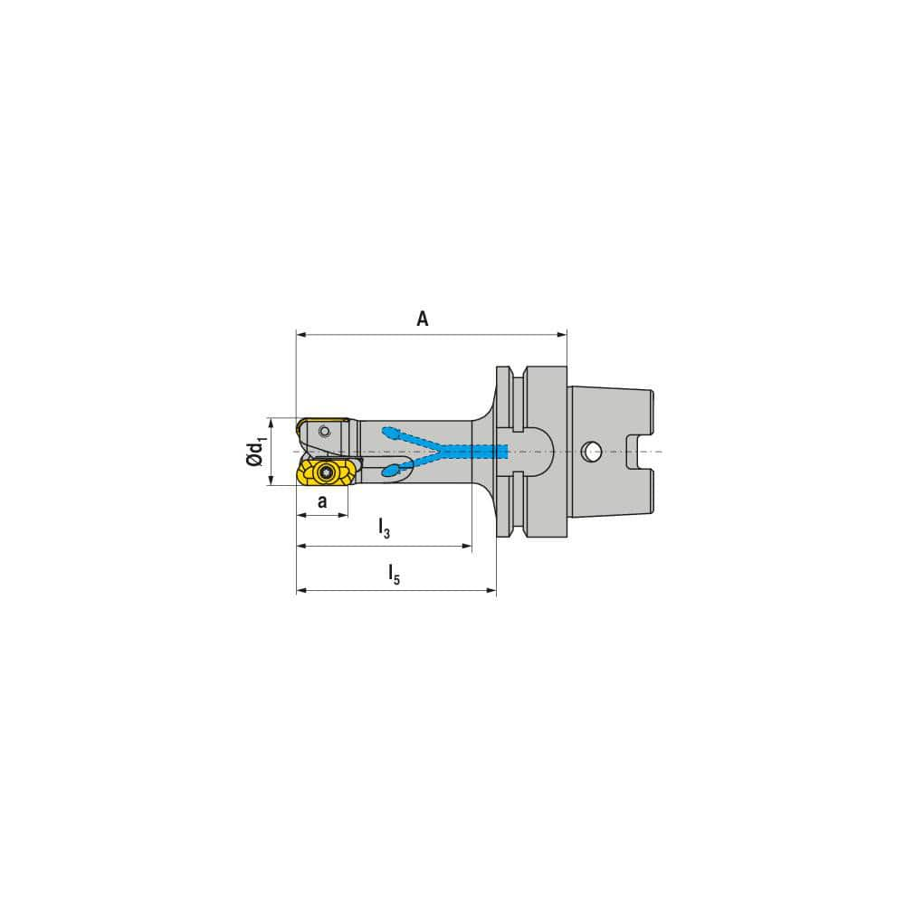 Indexable Square-Shoulder End Mill:  MHSC.40.R.0411H63A63,  Taper Shank Uses  4,  Normal Pressure,  165.00 mm OAL