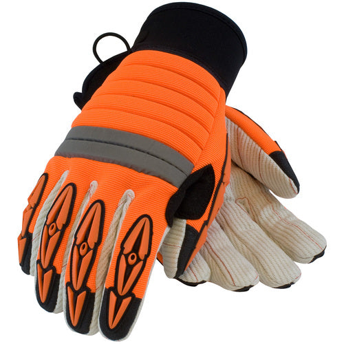 ‎120-4720/XL All Purp Work Gloves - Derrickmen - Poly/Cotton Palm - HV Orange Back - TPR on Fingers