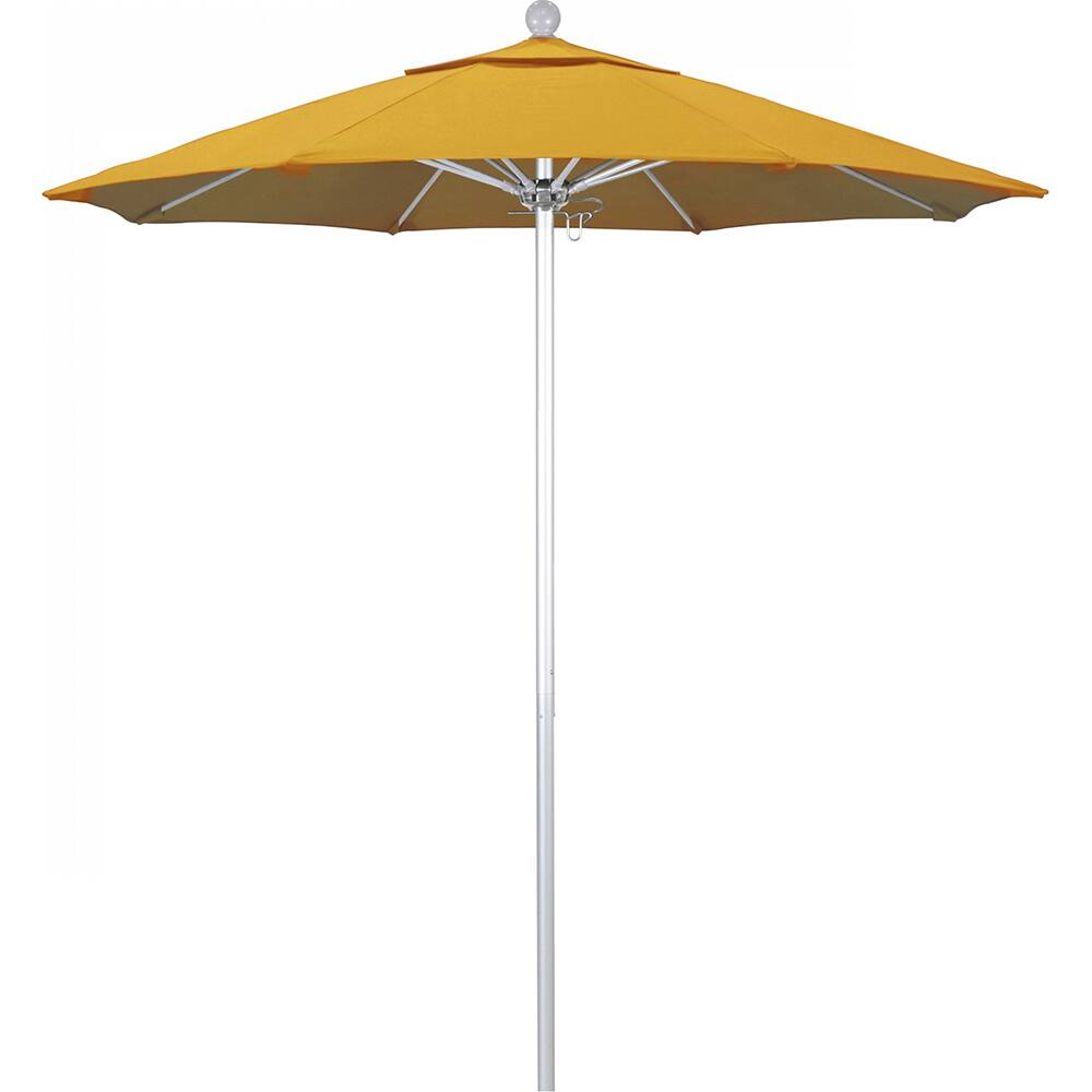 California Umbrella - Patio Umbrellas; Umbrella Diameter (Inch): 90 ; Height (Feet): 8.000 ; Fabric Color: Lemon ; Base Included: No ; Frame Material: Aluminum ; Frame Color: Silver - Exact Industrial Supply